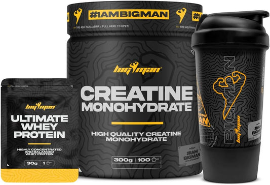 Pack BigMan Creatina Monohidrato 300g Candy Pop + Shaker PRO + Muestras