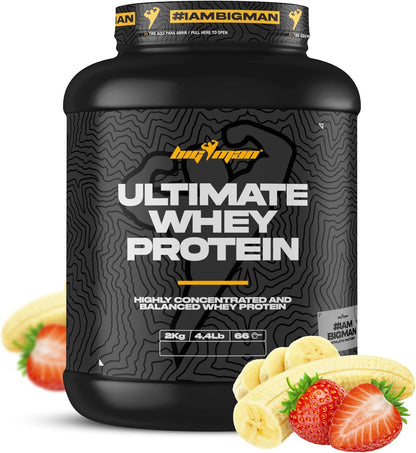 BigMan Ultimate Whey 2kg Fresa Platano | Proteína Concentrada con BCAA y Glutamina