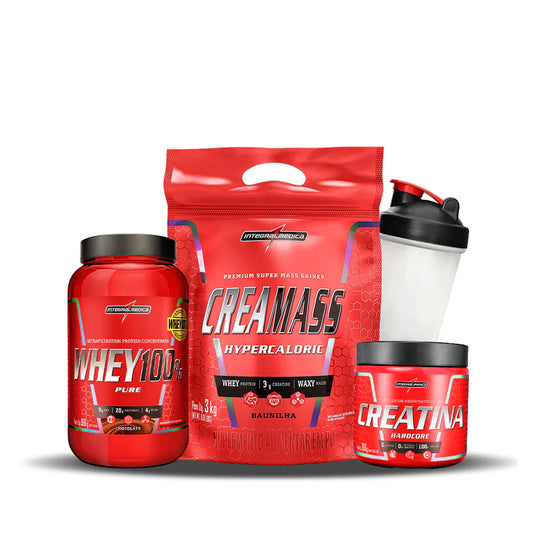 PACK VOLUMEN EXTREMO – Creamass 6.6LB + Creatina Hardcore + Whey 100% Pure 2LB + Shaker Regalo