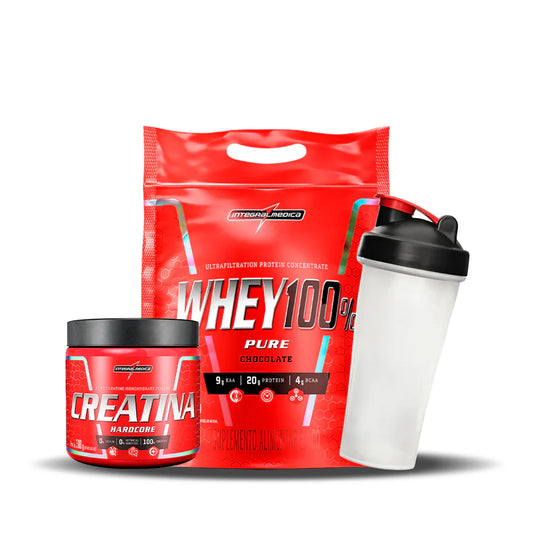 PACK FUERZA Y PERFORMANCE - Whey 100% Pure (4 lb) + Creatina Hardcore (300 g) + Shaker 600ml Regalo